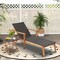 Costway Patio Rattan Chaise Lounge Chair Recliner Back Adjustable Acacia Wood Garden